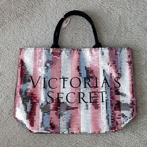 Victoria's Secret Tote Bag - Silver/Pink/Black